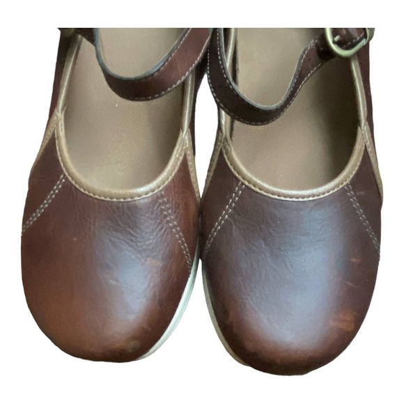 Dansko Mary Jane Clogs Slip Ons Size 40 Brown Leather Business Casual Work Shoes - Picture 4 of 12